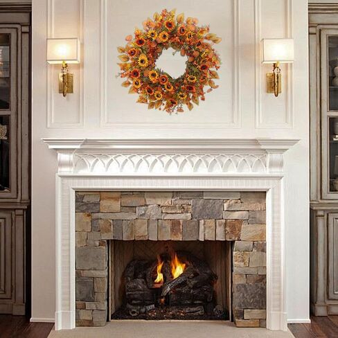 22 inch Artificial Fall Wreaths for Front Door,Autumn Wreath with Pumpkin and Maple Leaves Suitable for Indoor Outdoor Wall Porch Harvest Festival Thanksgiving Day Farmhouse Holiday Decor. in Saudi Arabia