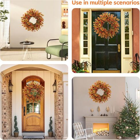 22 inch Artificial Fall Wreaths for Front Door,Autumn Wreath with Pumpkin and Maple Leaves Suitable for Indoor Outdoor Wall Porch Harvest Festival Thanksgiving Day Farmhouse Holiday Decor. in Saudi Arabia