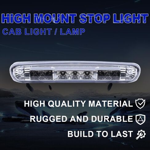 PIT66 LED 3rd Brake Light Compatible with Chevy Silverado 1500 2500 3500 2007-2013/Fit GMC Sierra 1500 2500 3500 2007-2013 Third Brake Stop Lamp Light Chrome Housing Clear Lens in Saudi Arabia