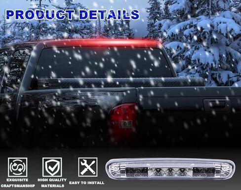 PIT66 LED 3rd Brake Light Compatible with Chevy Silverado 1500 2500 3500 2007-2013/Fit GMC Sierra 1500 2500 3500 2007-2013 Third Brake Stop Lamp Light Chrome Housing Clear Lens in Saudi Arabia