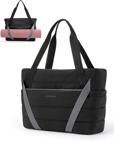 BAGSMART Tote Bag for Women with Zipper, Quilted Tote Bag Gym Tote with Yoga Mat Straps for Travel Sport in Saudi Arabia