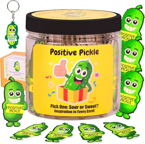 60 Emotional Support Pickle Cards for Kids in Jar, Unique Motivational Encouragement Affirmation Cards, Back to School Gifts,Funny Gifts for 5+ Girls Boys, with Positive Pickle Keychain, Party Favors in Saudi Arabia