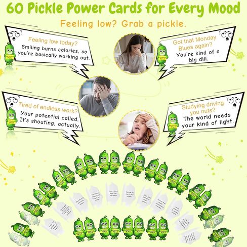 60 Emotional Support Pickle Cards for Kids in Jar, Unique Motivational Encouragement Affirmation Cards, Back to School Gifts,Funny Gifts for 5+ Girls Boys, with Positive Pickle Keychain, Party Favors in Saudi Arabia