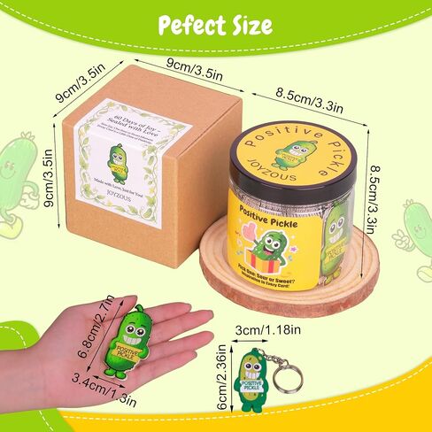 60 Emotional Support Pickle Cards for Kids in Jar, Unique Motivational Encouragement Affirmation Cards, Back to School Gifts,Funny Gifts for 5+ Girls Boys, with Positive Pickle Keychain, Party Favors in Saudi Arabia