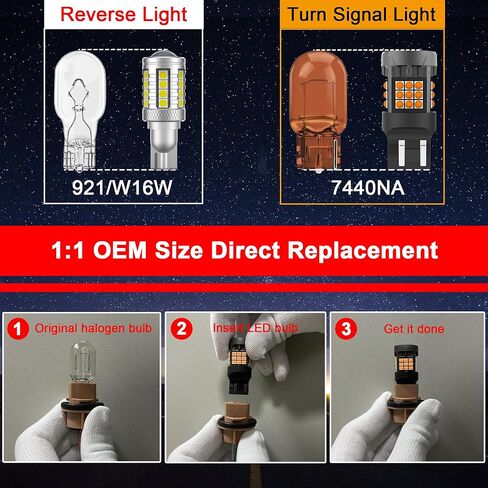 LED Bulbs Replace for Honda Civic 2013-2018 2019 2020 2021 Rear Tail Light, Back Up Light + Brake/Tail Light + Turn Signal Light Combo, Anti Hyper Flash CANBUS Ready, Pack of 6 in Kuwait