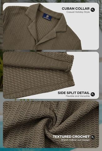 Men Summer Beach Holiday Casual Clothing Solid Color Fashion Breathable Short Sleeve Olive in Saudi Arabia