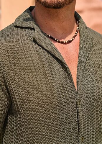 Men Summer Beach Holiday Casual Clothing Solid Color Fashion Breathable Short Sleeve Olive in Saudi Arabia