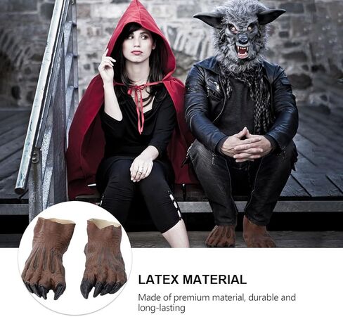 Happyyami Halloween Wolf Foot Cover Wolf Gloves Werewolf Shoe Covers Halloween Costume Accessory 1 Pair in Saudi Arabia