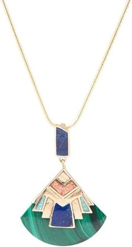Barse Jewelry Art Deco Colorful Inlay Golden Pendant Necklace in Saudi Arabia