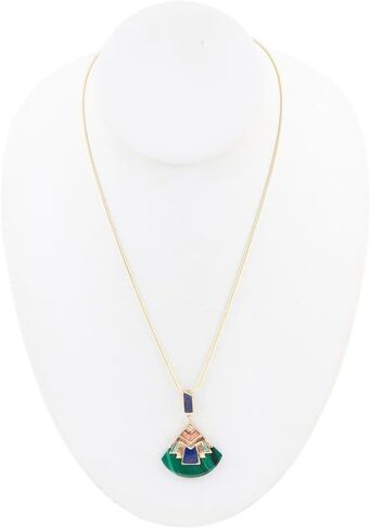 Barse Jewelry Art Deco Colorful Inlay Golden Pendant Necklace in Saudi Arabia