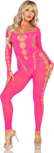 Leg Avenue womens Seamless Opaque Cut-out Footless BodystockingLingerie in Saudi Arabia