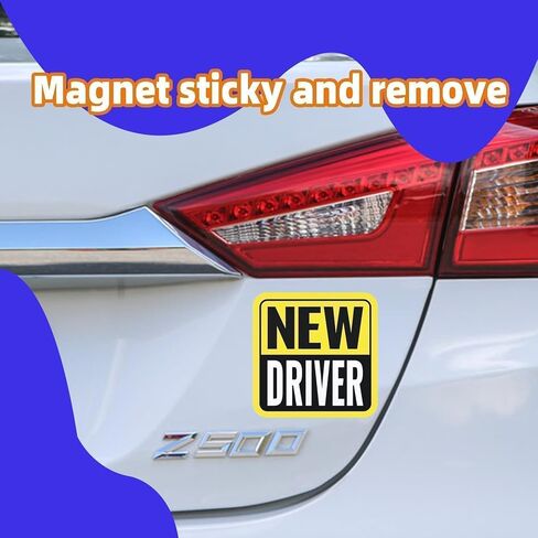 Safe Drive Student Driver Magnet, High-Visibility New Driver Magnet for Car, Durable Automotive Exterior Accessories with Reflective Stripes, 2-Pack (Yellow/Black-New) in Saudi Arabia