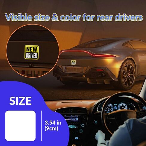 Safe Drive Student Driver Magnet, High-Visibility New Driver Magnet for Car, Durable Automotive Exterior Accessories with Reflective Stripes, 2-Pack (Yellow/Black-New) in Saudi Arabia
