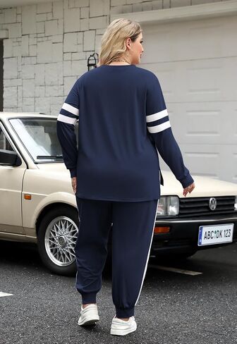 Celkuser Plus Size Two Piece Outfits Long Sleeve Sweatshirts Sets With Pocket Lounge Sets for Curvy women Tracksuits 1XL-4XL in Saudi Arabia