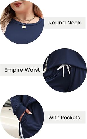 Celkuser Plus Size Two Piece Outfits Long Sleeve Sweatshirts Sets With Pocket Lounge Sets for Curvy women Tracksuits 1XL-4XL in Saudi Arabia