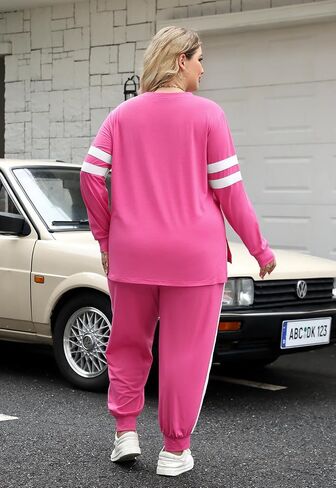 Celkuser Plus Size Two Piece Outfits Long Sleeve Sweatshirts Sets With Pocket Lounge Sets for Curvy women Tracksuits 1XL-4XL in Saudi Arabia