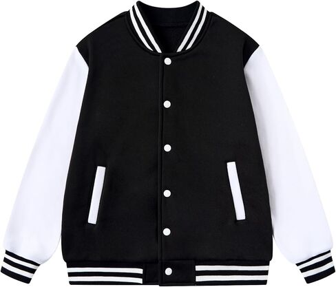 Yousie Girls Kids Stupl Jacket Freece Lightweight Button أسفل سترة بومبر مع جيوب 7-14 سنة in Kuwait