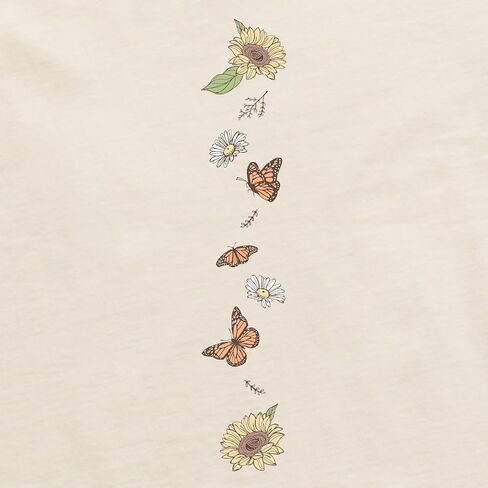 Life is Good. Women's Sunflower Monarch Jar Long Sleeve Crusher Tee, Putty White in Saudi Arabia