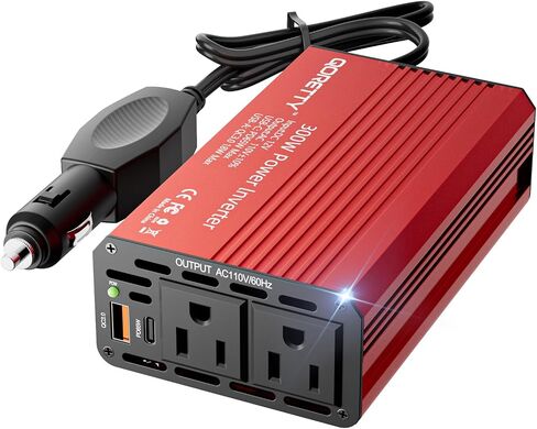 Car Power Inverter 300W, DC 12V to AC 120V Converter with Dual AC Outlets & USB Fast Charging Ports, Car Plug Adapter Outlet for Laptop, Phone,Tablet, Travel and Outdoor use in Saudi Arabia