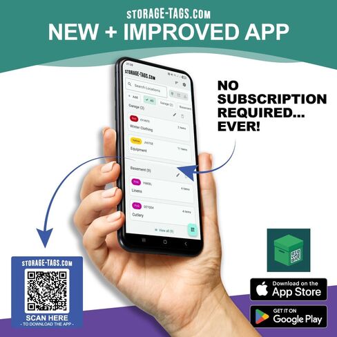 QR Code Storage Tags - Smart Stickers - Tracking Labels for Totes - Scan Storage Bins & Containers - Moving House - Track Inventory - Android and iOS App - Pack of 60 in Kuwait