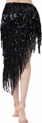 Women's Latin Dance Skirt Training Suit Sexy Sequined Tassel Skirt Professional Belly Dance Hip Scarf in Kuwait