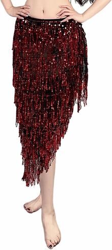 بدلة تدريب على تنورة الرقص اللاتينية النسائية مثيرة تراجع شرابة التنورة المحترفة وشاح الرقص الورك in Kuwait