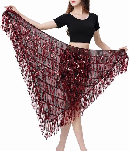 بدلة تدريب على تنورة الرقص اللاتينية النسائية مثيرة تراجع شرابة التنورة المحترفة وشاح الرقص الورك in Kuwait