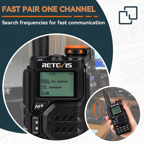Retevis RA89 Ham Radio Handheld, 10W Dual Band Two Way Radio, Support Chirp, 2500mAh USB-C Charging, IP68 Waterproof, Portable Dual Band Radio with One Key Frequency Match(2 Pack) in Saudi Arabia
