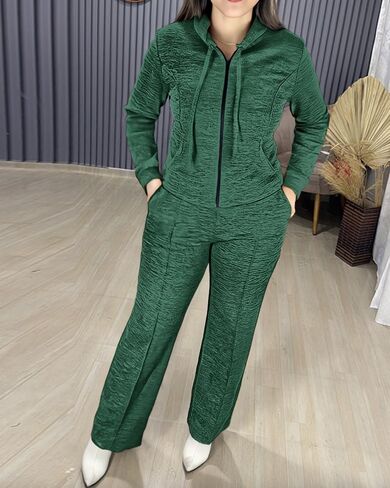 CHICME Womens 2 Piece Outfits Sweatsuit 2025 Zip Up Hoodie and Wide Leg Sweatpants Tracksuit Travel Workout Lounge Sets in Saudi Arabia