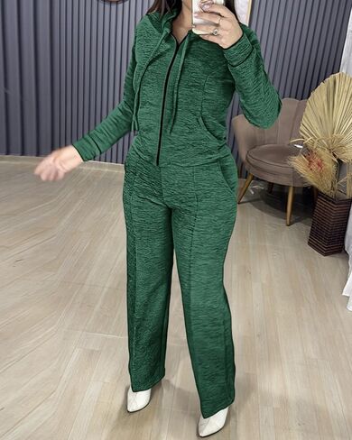 CHICME Womens 2 Piece Outfits Sweatsuit 2025 Zip Up Hoodie and Wide Leg Sweatpants Tracksuit Travel Workout Lounge Sets in Saudi Arabia