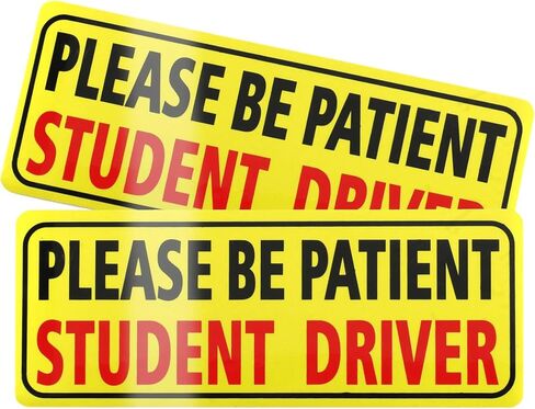 HTH Inc Student Driver Driver Magnet للسيارة - انعكاس للغاية ، يرجى التحلي بمغناط سائق الطالب للمتعلمين ، علامة سلامة مركبة المتعلم الجديدة (10 × 4 بوصة ، 2 -PCS) in Saudi Arabia