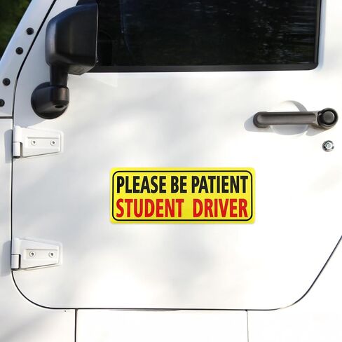 HTH Inc Student Driver Driver Magnet للسيارة - انعكاس للغاية ، يرجى التحلي بمغناط سائق الطالب للمتعلمين ، علامة سلامة مركبة المتعلم الجديدة (10 × 4 بوصة ، 2 -PCS) in Kuwait