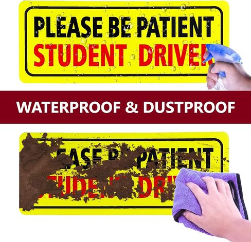 HTH Inc Student Driver Driver Magnet للسيارة - انعكاس للغاية ، يرجى التحلي بمغناط سائق الطالب للمتعلمين ، علامة سلامة مركبة المتعلم الجديدة (10 × 4 بوصة ، 2 -PCS) in Kuwait
