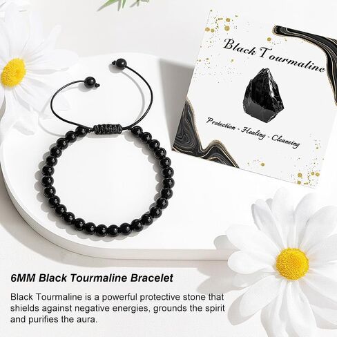 GolbalJew Healing Crystal Beaded Bracelets for Women Men, 6mm Stone Beads Bracelets Set with 2PCS Adjustable Rope Bracelets in Kuwait