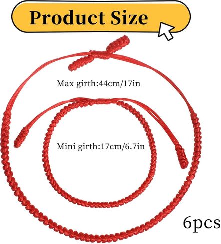 6 Pcs Red Bracelets for Women Adjustable Red Cord Bracelet String Handmade Good Luck Bracelets String Bracelet for Friendship Lovers in Saudi Arabia
