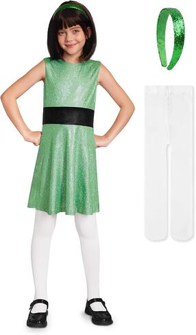 Halloween Girls Sleeveless Mini Dress 3PCS Holographic Glitter Sparkly Shiny Metallic Costume 4-12 Years in Saudi Arabia