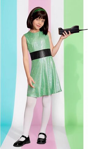 Halloween Girls Sleeveless Mini Dress 3PCS Holographic Glitter Sparkly Shiny Metallic Costume 4-12 Years in Saudi Arabia