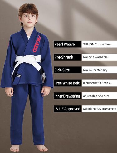 Kids BJJ GI | برازيلي jiu jitsu موحد للأطفال بانت دائمة وسترة مع حزام مجاني in Kuwait