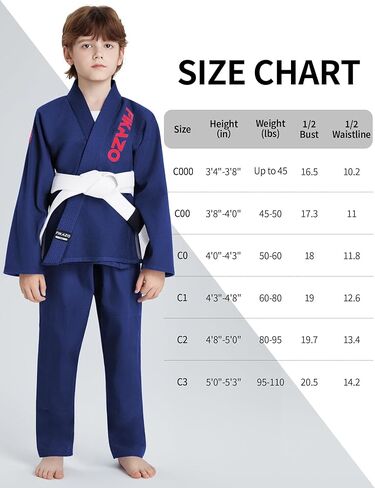 Kids BJJ GI | برازيلي jiu jitsu موحد للأطفال بانت دائمة وسترة مع حزام مجاني in Kuwait