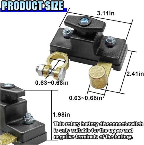 Car Battery Disconnect Isolator Switch, 12V/24V Heavy-Duty Power Cut Off Switch Auto Battery Terminal Anti-Leakage Switches, Universal Battery Kill Switch for Car, RV, Boat, ATV, Marine (1PC) in Saudi Arabia