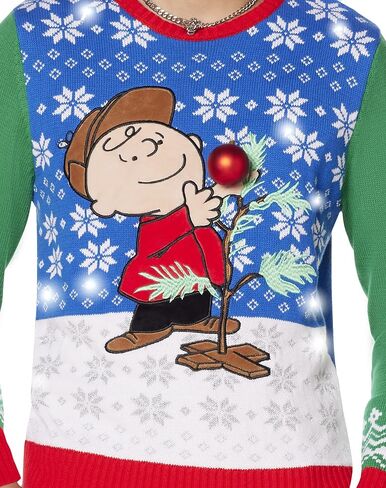Spencer’s Peanuts Light-Up Charlie Brown Tree Ugly Christmas Sweater | Light-Up Christmas Sweater in Saudi Arabia