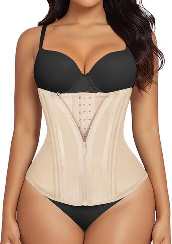 SHAPERX Waist Trainer for Women Tummy Control Workout Waist Cincher Corset Hourglass Body Shaper Zipper and Hooks in Saudi Arabia