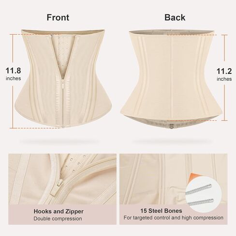 SHAPERX Waist Trainer for Women Tummy Control Workout Waist Cincher Corset Hourglass Body Shaper Zipper and Hooks in Saudi Arabia