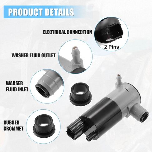 ACROPIX Windshield Washer Motor Pump with Grommet for Chrysler 300 - Pack of 1 Black in Saudi Arabia