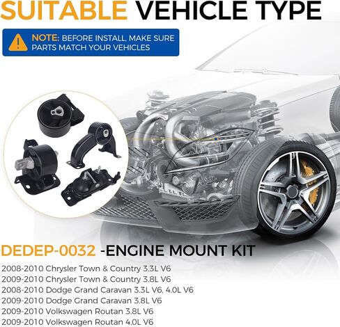 PAROD 4PCS Engine Motor Mount Fit for 2008-2010 Chrysler Town & Country, 2008-2010 Dodge Grand Caravan, 2009-2010 VW Routan 4.0L V6 Replace# A5654 A5525 A5480 A5493 in Saudi Arabia
