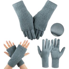 Winter Fingerless Gloves for Women,Warm Suede Gloves Knit Arm Warmers Wrist Mittens for Cold Weather in Kuwait