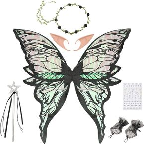 Fairy Wings Set for Adult Women Butterfly Wings,Floral Garland,Wand,Gloves,Elf Ears for Cosplay Costume Accessories in Saudi Arabia