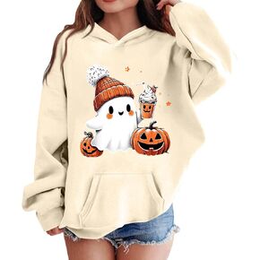 Cute Halloween Hoodie for Girls Fall Sweatshirt with Pumpkin Print Soft Pullover Casual Warm Top in Kuwait