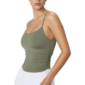 Womens Longline Sports Bra Spaghetti Straps Scoop Neck Workout Take Top Cami مع Bruist in Bra in Kuwait