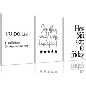 Ovczax Modern Minimalist Style Funny Quotes Funny Wall Art Set of 3 Printed Canvas Office Decor Wall Decor for Bedroom Living Room Home Office Decoration 16L x 12W in Saudi Arabia